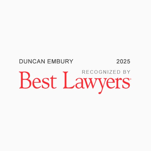 Duncan Embury is a Best Lawyers Recognition Award recipient for 2025