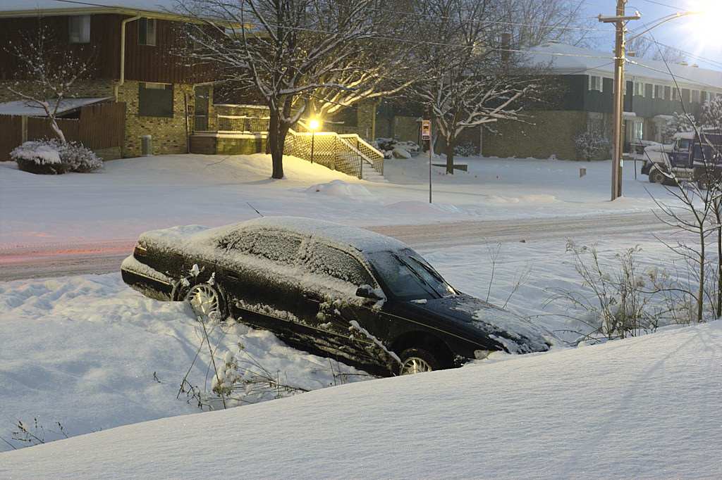 car swerved in snow